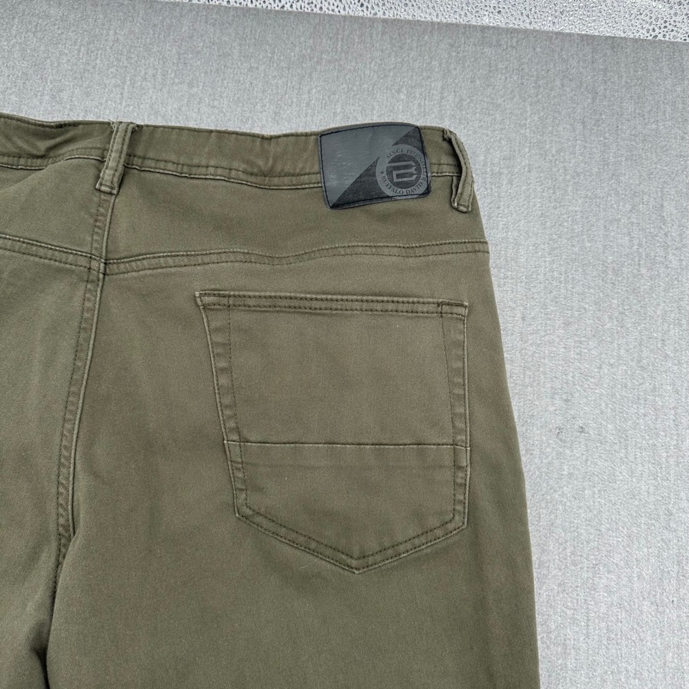 Buffalo David Bitton Archer Slim Pants Mens 38x34 Green Stretch Chino Casual - Picture 6 of 8